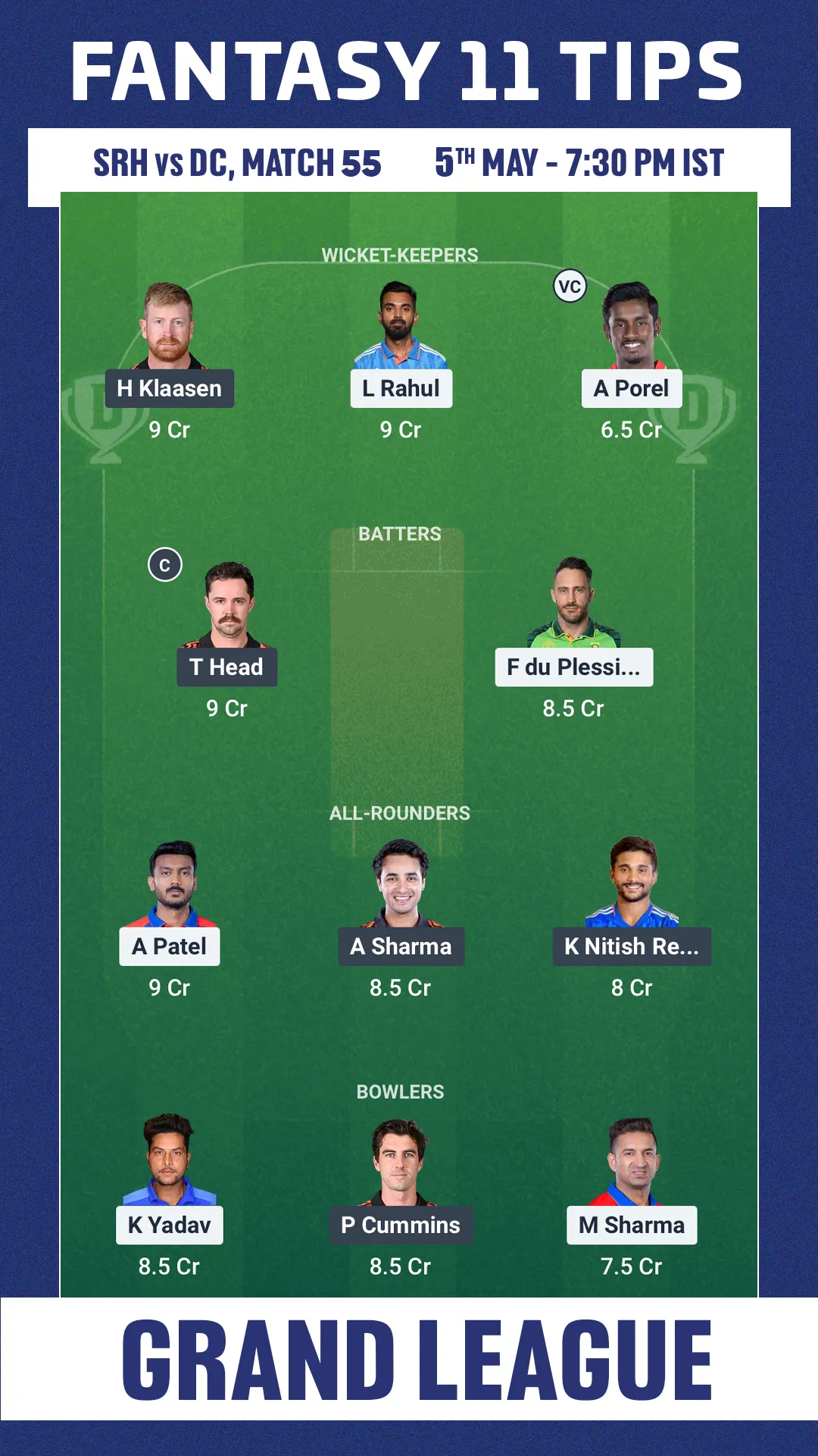 SRH vs DC Dream11 PREDICTION 