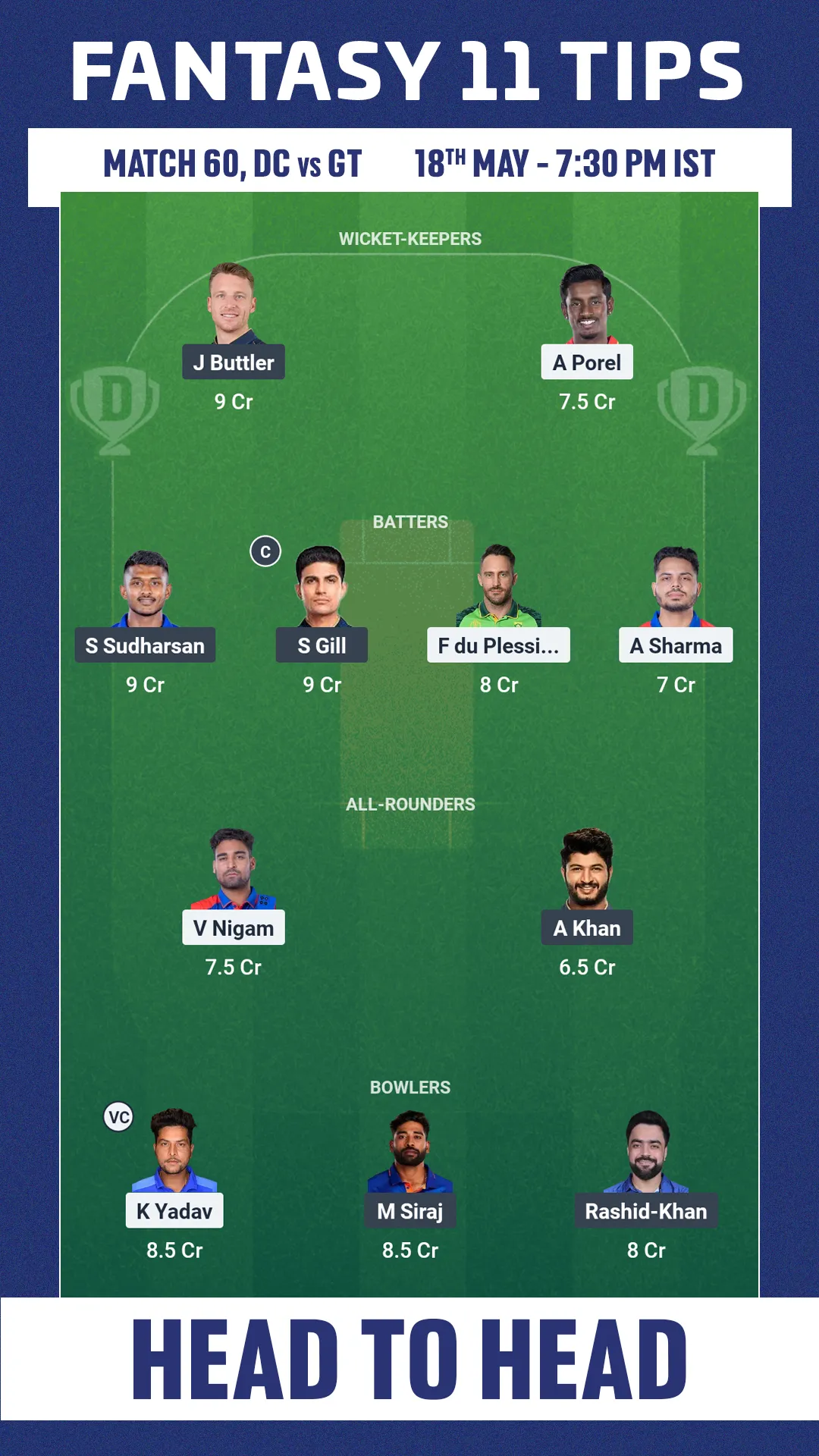 DC VS GT DREAM11 PREDICTION 