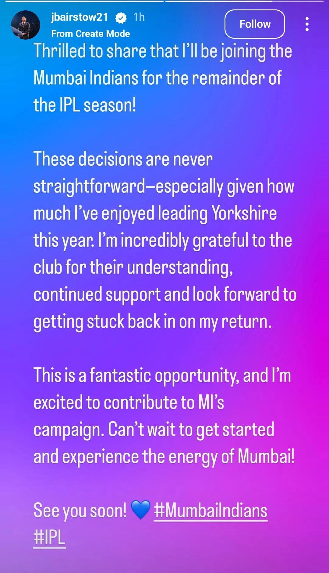 Jonny Bairstow story