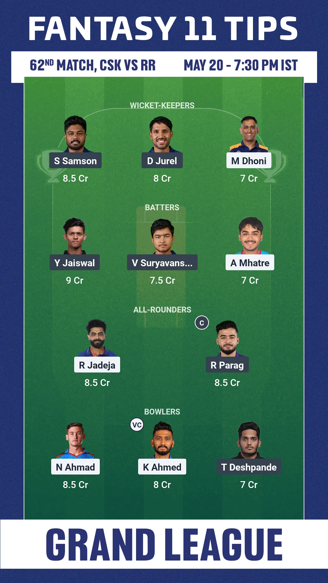 CSK vs RR Grand League 