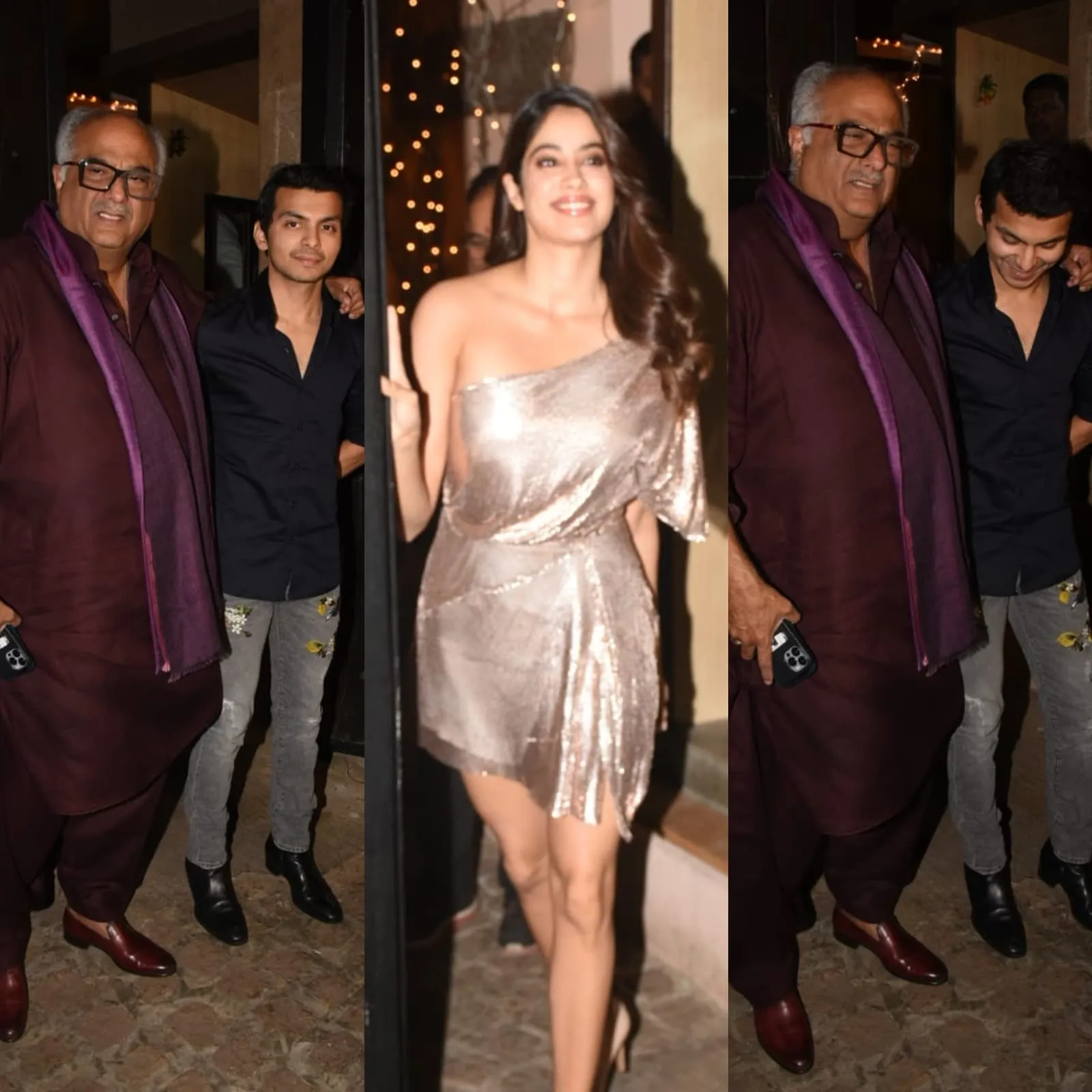 Janhvi Kapoor's Rumoured BF Shikhar Blushes As Boney Poses With Him at Anil  Kapoor's Bash