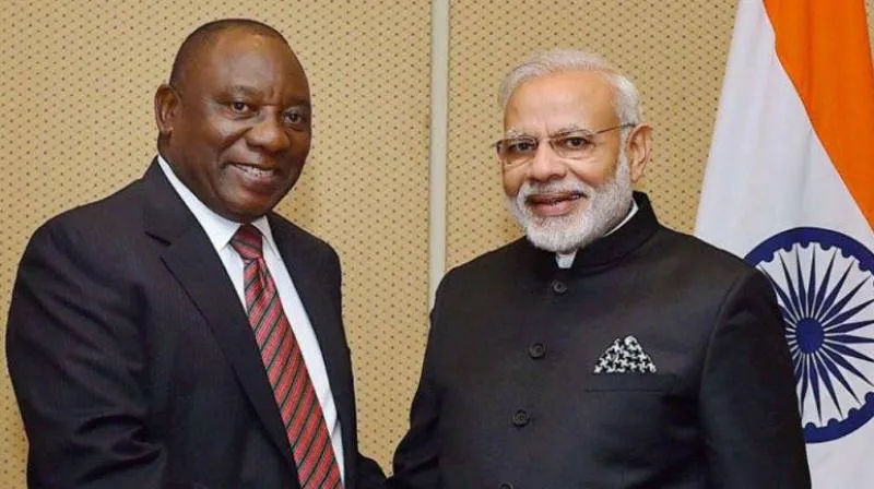 PM Modi speaks with South African President .