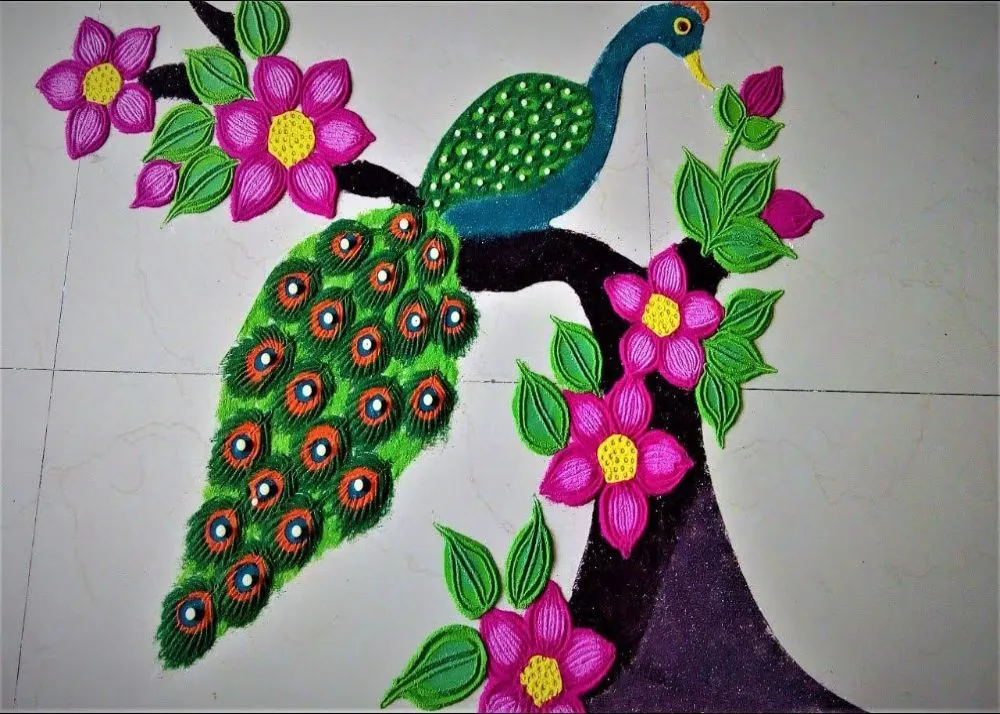 Peacock rangoli
