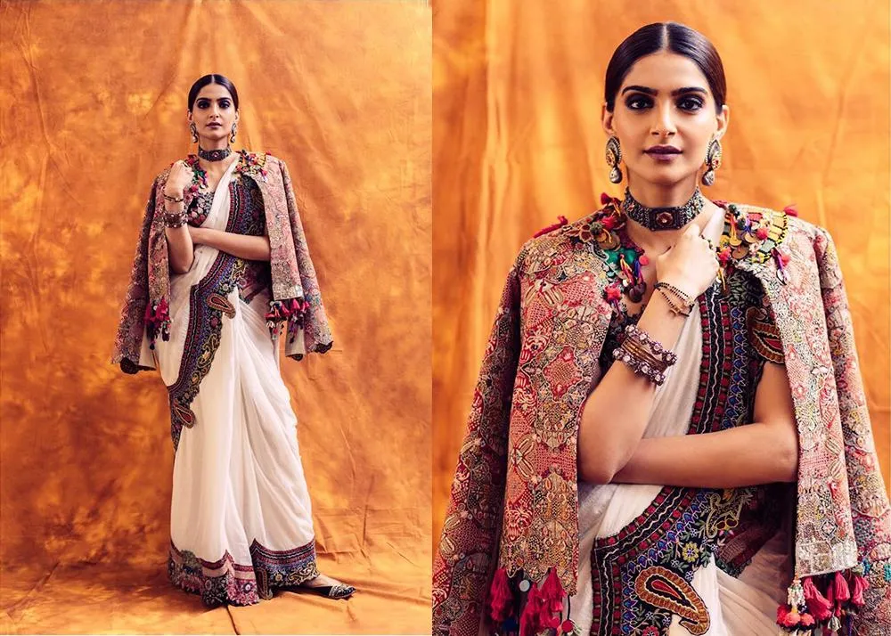 Saree with Cape coat