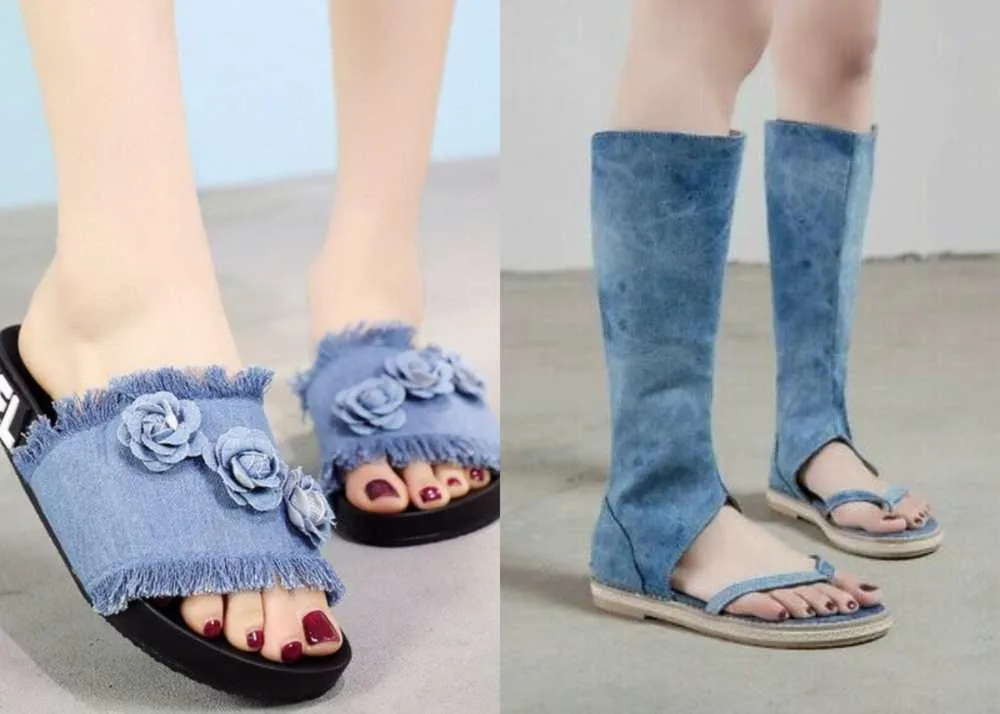 denim flip flops 