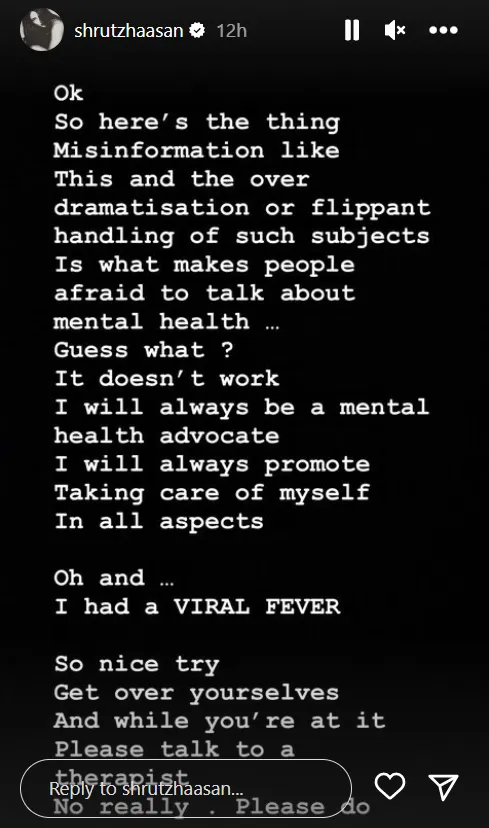 Shruti Haasan to Reports of Mental Health Issues