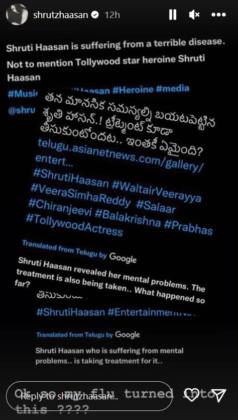 Shruti Haasan to Reports of Mental Health Issues