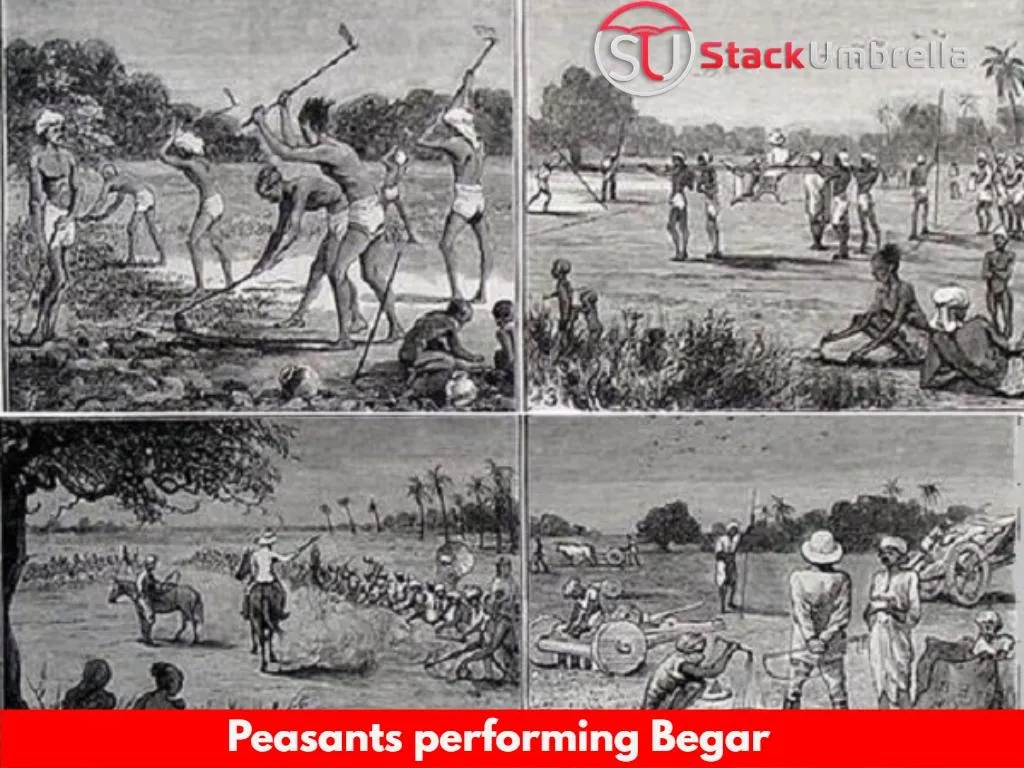 Economic Impact of British Rule in India : Peasants perform Begar