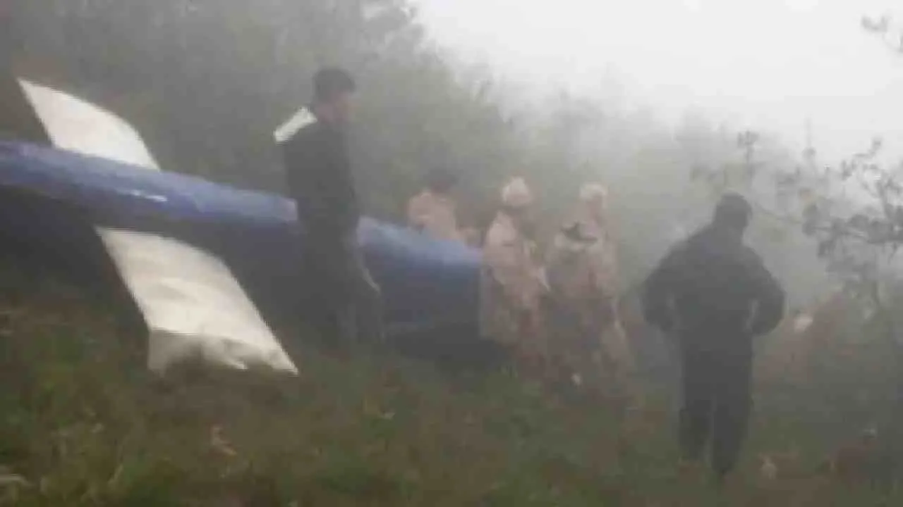 Helicopter cabin destroyed