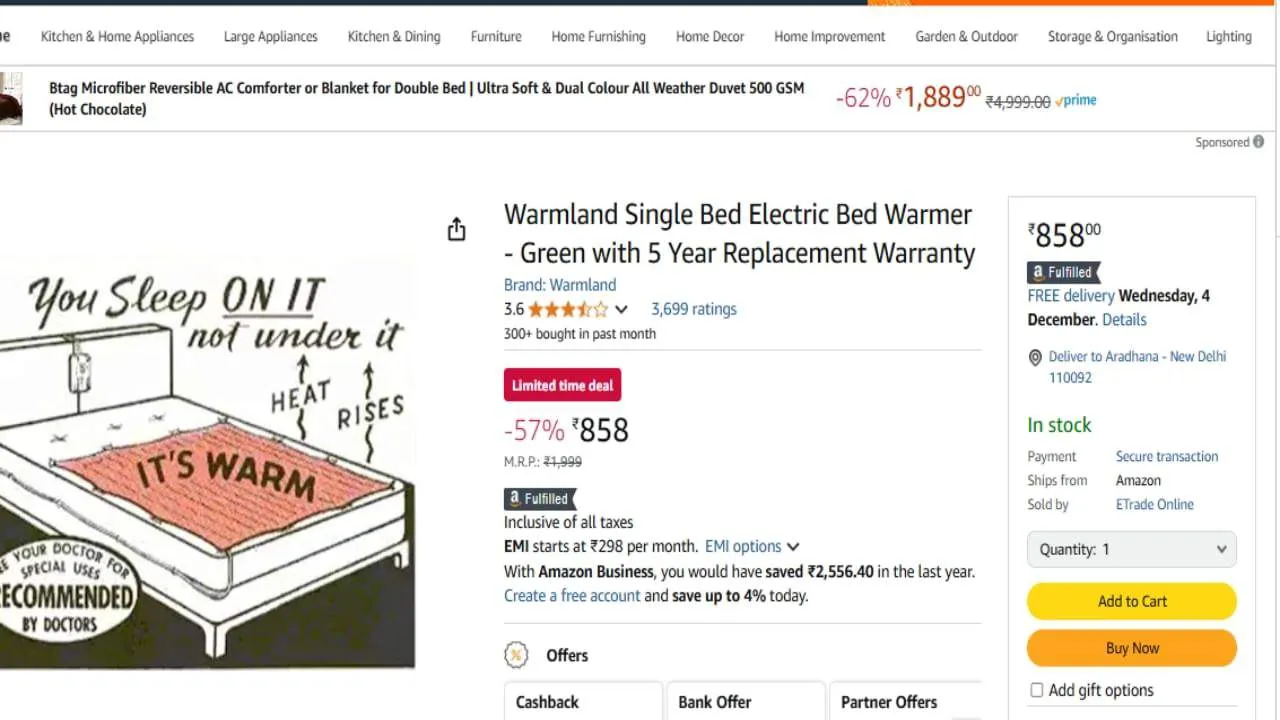 Electric Bed Warmer For Single Bed