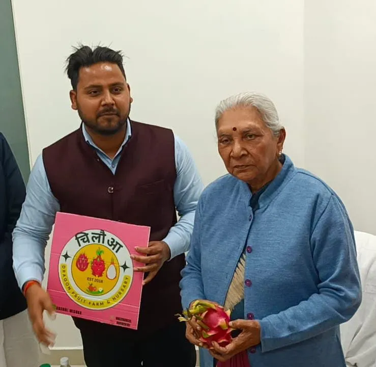 Anshul Mishra with UP Governor Anandiben Patel