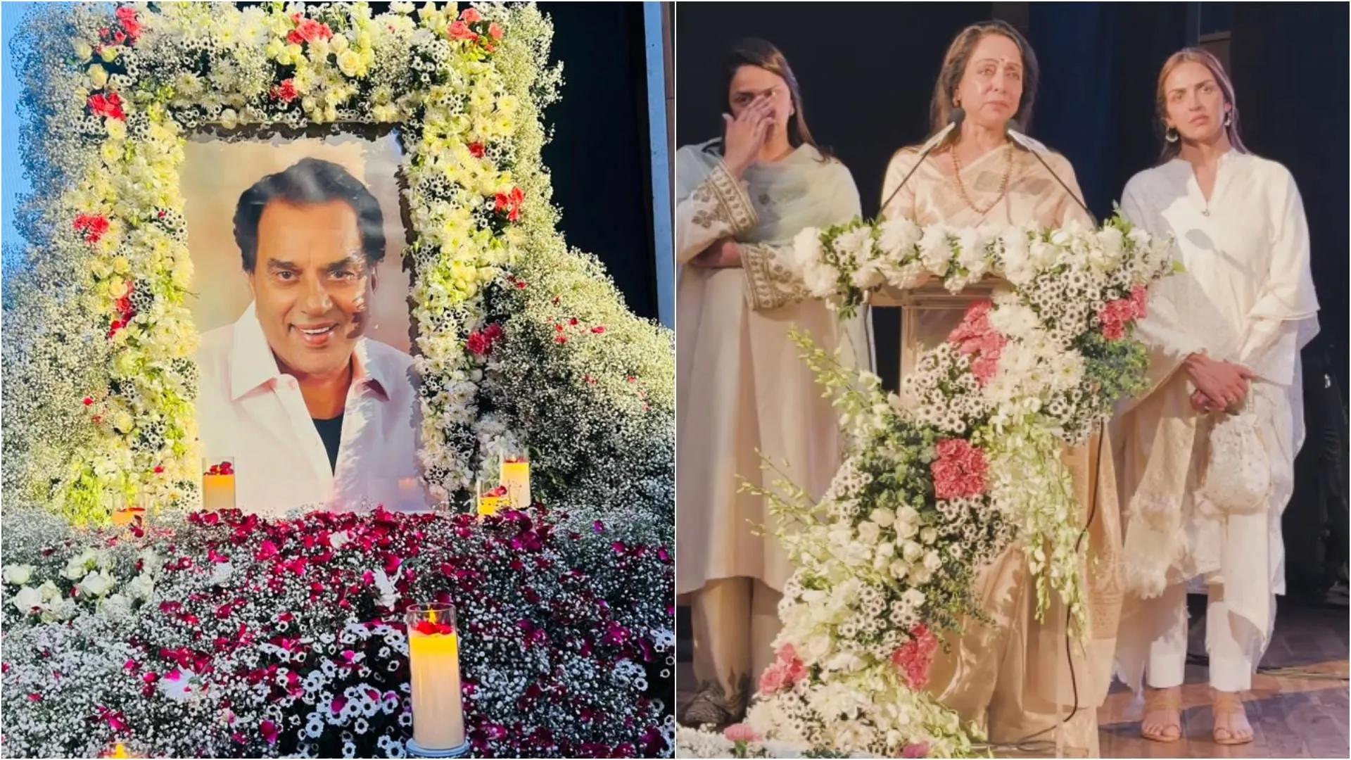 हमारी बहुत सुंदर फुलवारी है, इसे सहेज कर रखना', धर्मेंद्र की बातें याद कर  छलक आईं हेमा मालिनी की आंखें - Hema Malini Gets Emotional In Late Actor  Dharmendra Prayer Meet Held