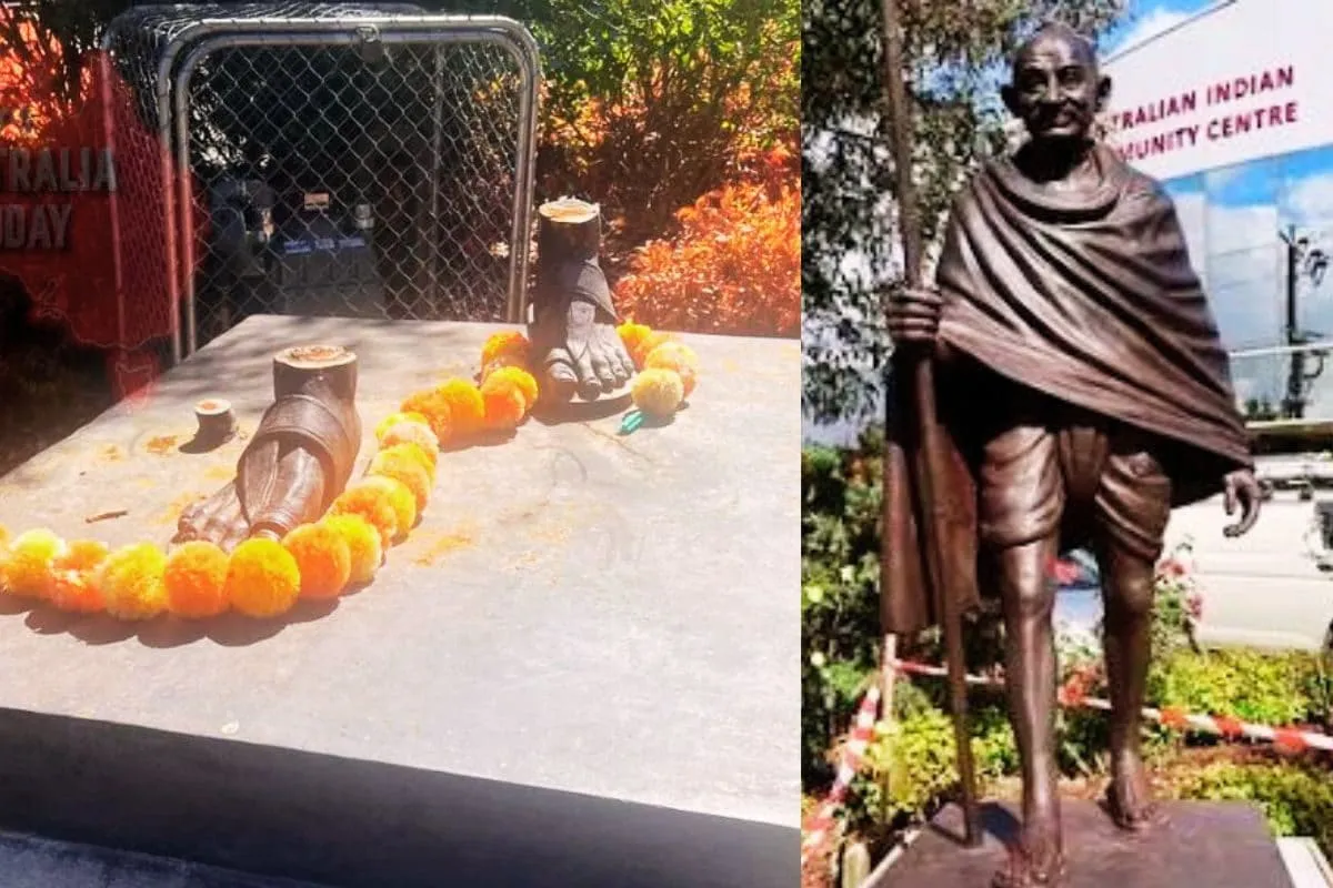 Australia Mahatma Gandhi Statue Stolen: गांधी जी को कौन ले गया रात को  सही-सलामत थी प्रतिमा सबह मिली सिर्फ चप्पल - News18 हिंदी