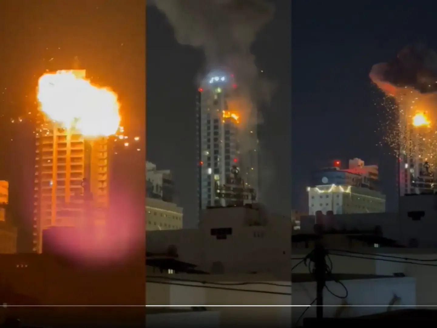 Bahrain high-rise building burns in 'Iran drone strike' as island kingdom  becomes unwitting casualty of Israel-US- Iran conflict: Watch