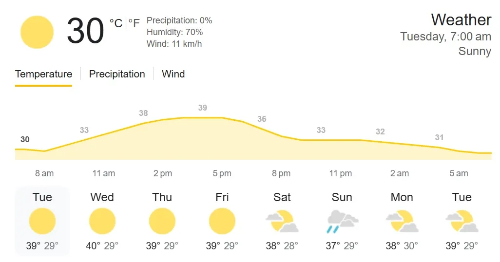 weather forecast in delhi