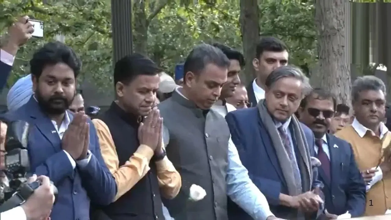 The all-party delegation led by Shashi Tharoor in the US paid tribute at the 9/11 memorial