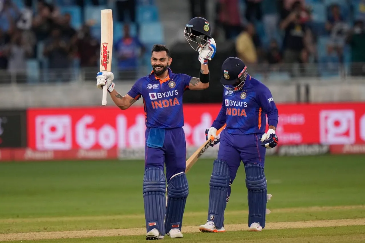 Virat Kohli celebrates his maiden T20I hundred, Afghanistan vs India, Super 4, Dubai, Asia Cup, September 8, 2022