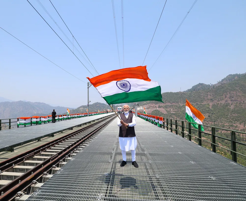 Modi with Indian Flag