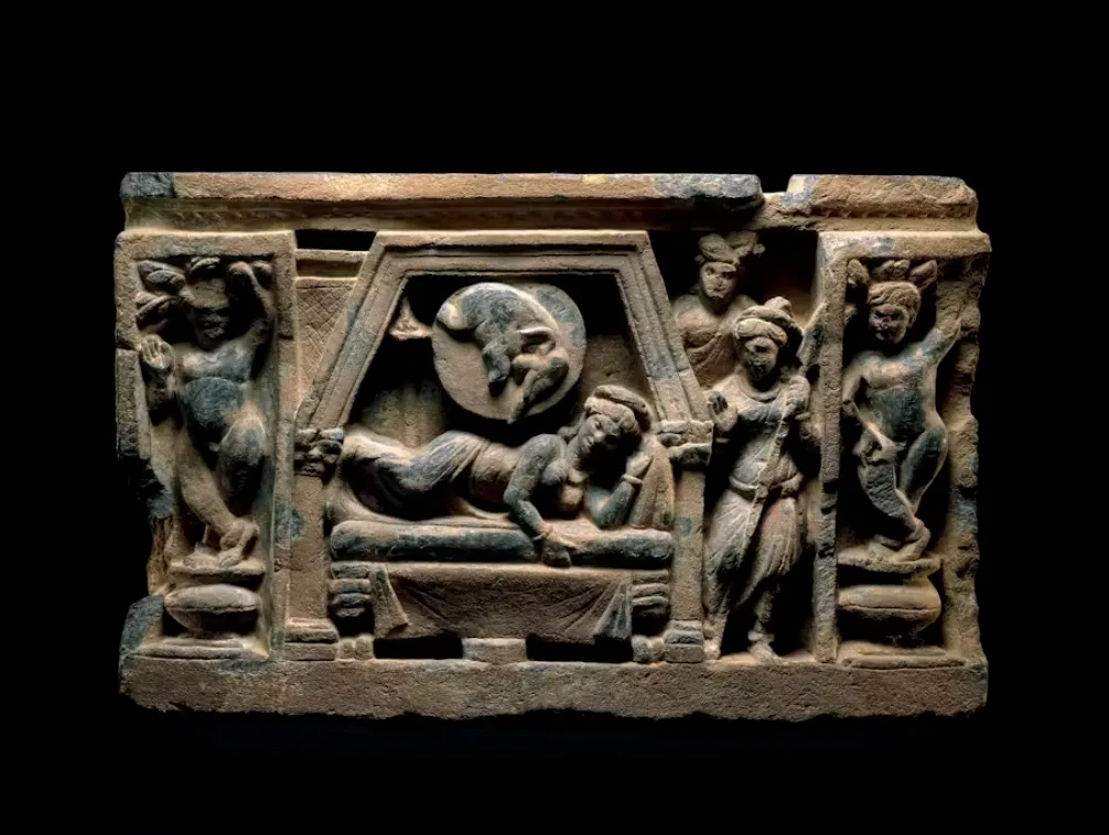 aya’s dream of the Buddha’s conception. Pakistan, second to third centuries C.E. © The Trustees of the British Museum, CC BY-NC-SA
