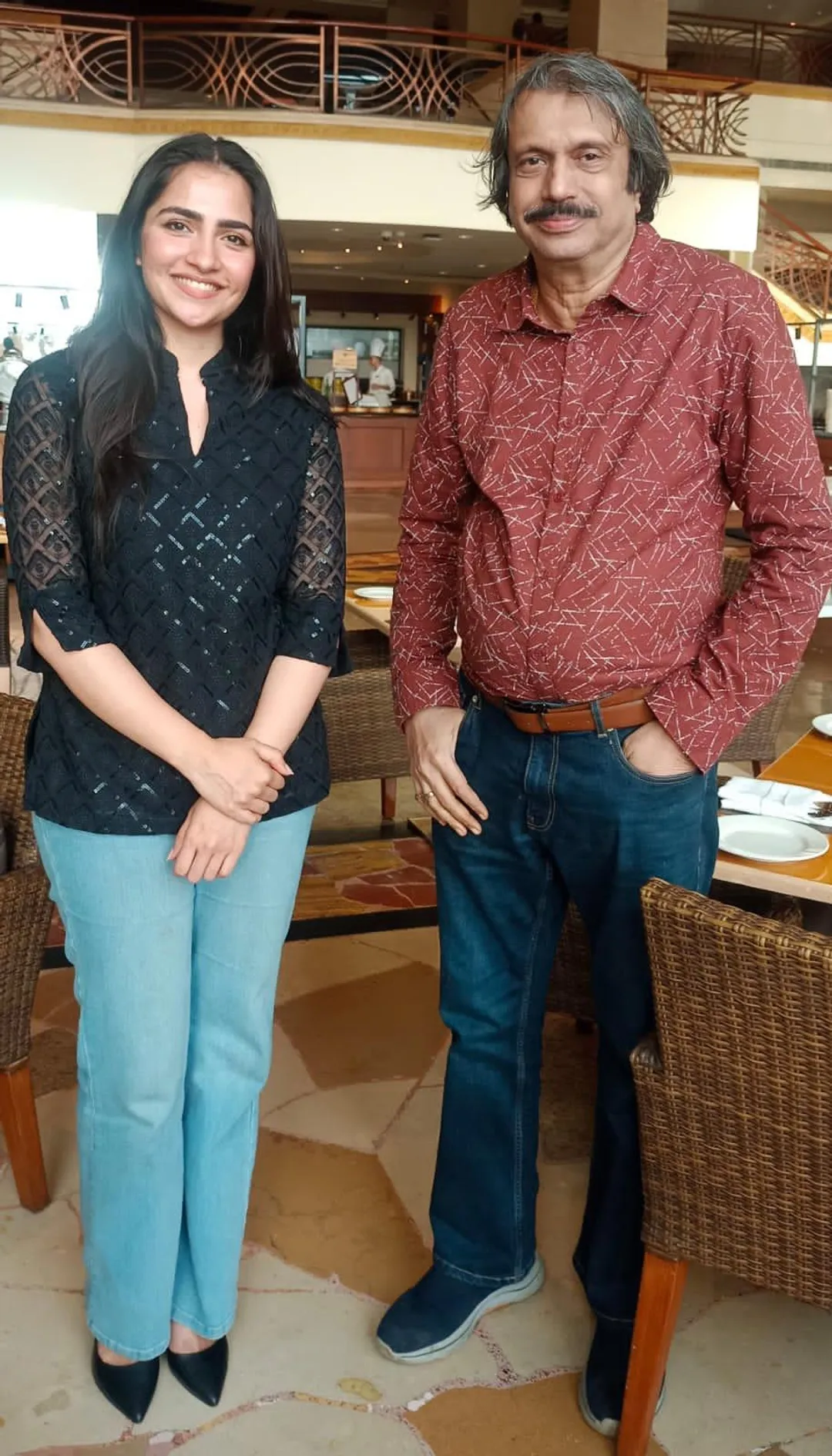 Star heroine Rukmini Vasanth with sr journalist Chaitanya Padukone