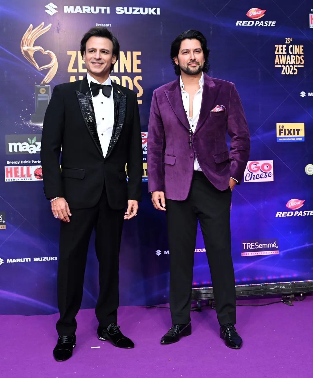 Vivek Oberoi and Aftab Shivdasani at the Zee Cine Awards 2025 purple carpet