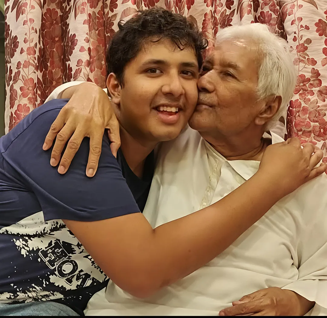 Faiz Mustafa with grandfather Ustad Ghulam Mustafa Khan