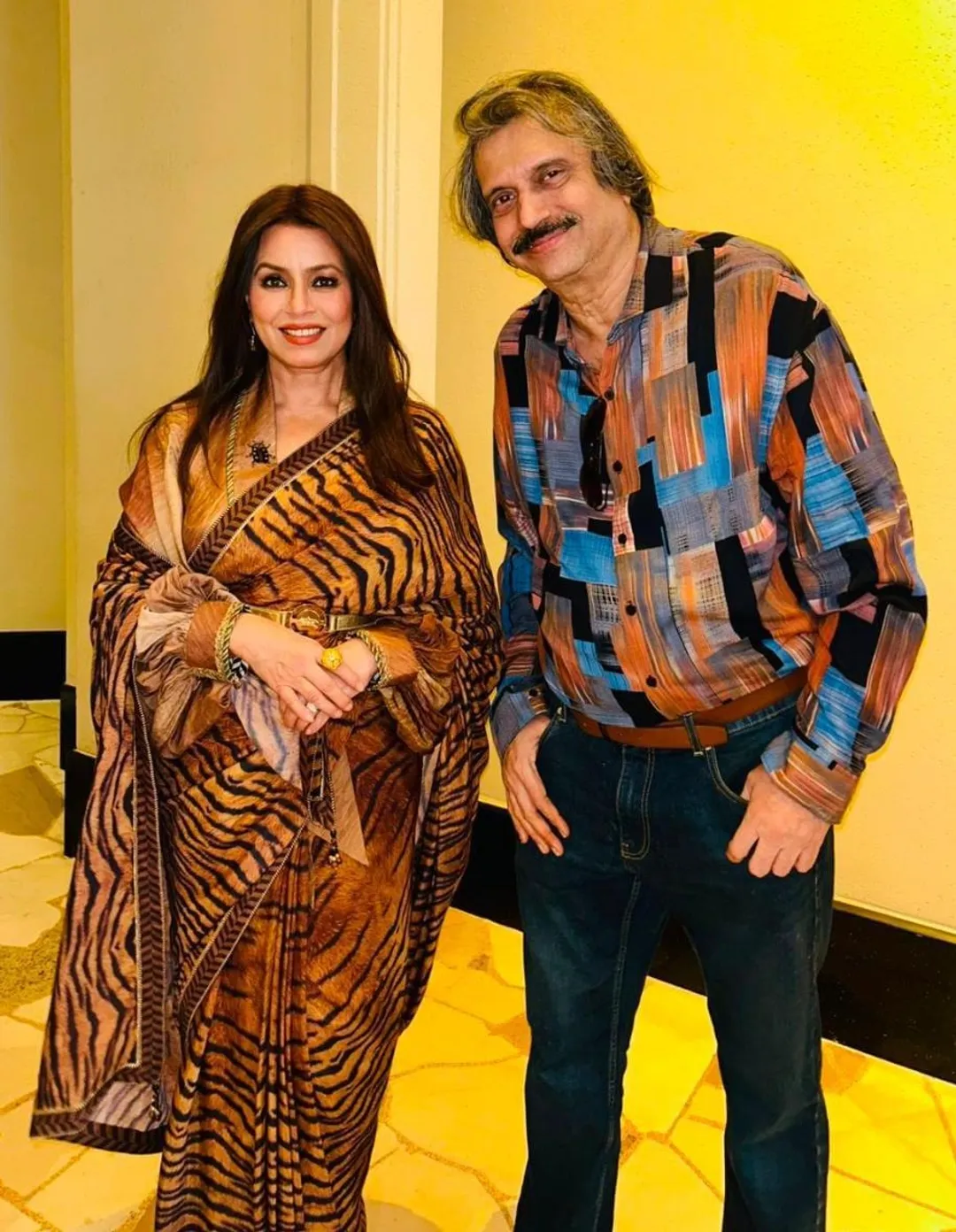 Bollywood star actress Mahima Chaudhry with sr journalist Chaitanya Padukone