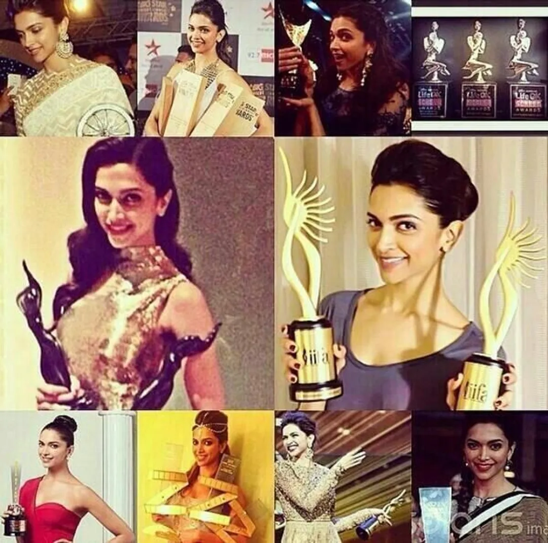 Deepika Padukone with all her awards for this season!!!! - 2014