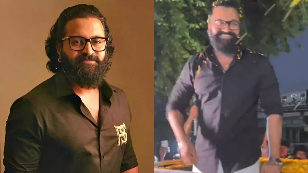Rishab Shetty Reaches Gaiety Galaxy, Fans Shower Kantara Chapter 1 Star  With Flowers | Watch 