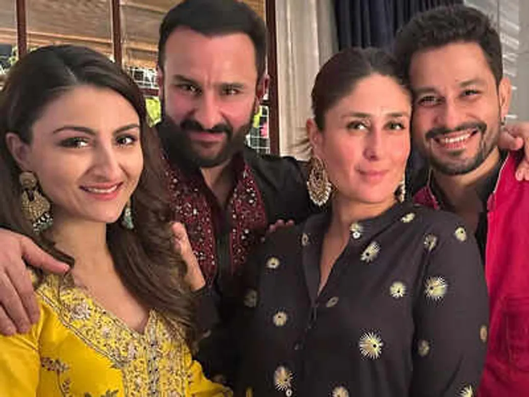 Kareena Kapoor and Saif Ali Khan twin in black for their family Diwali  party at homeBollywood stars Diwali 2025 celebration