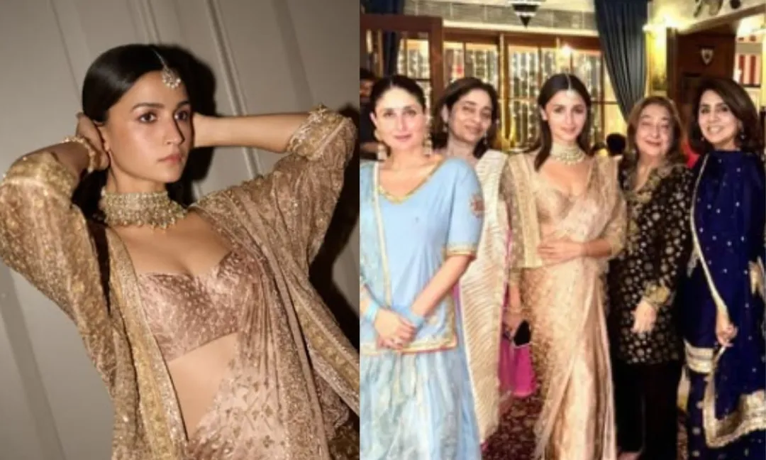 Alia Bhatt Dazzles In Gold At Kareena Kapoor's Diwali Party. We're Taking  Notes! | Hauterrfly