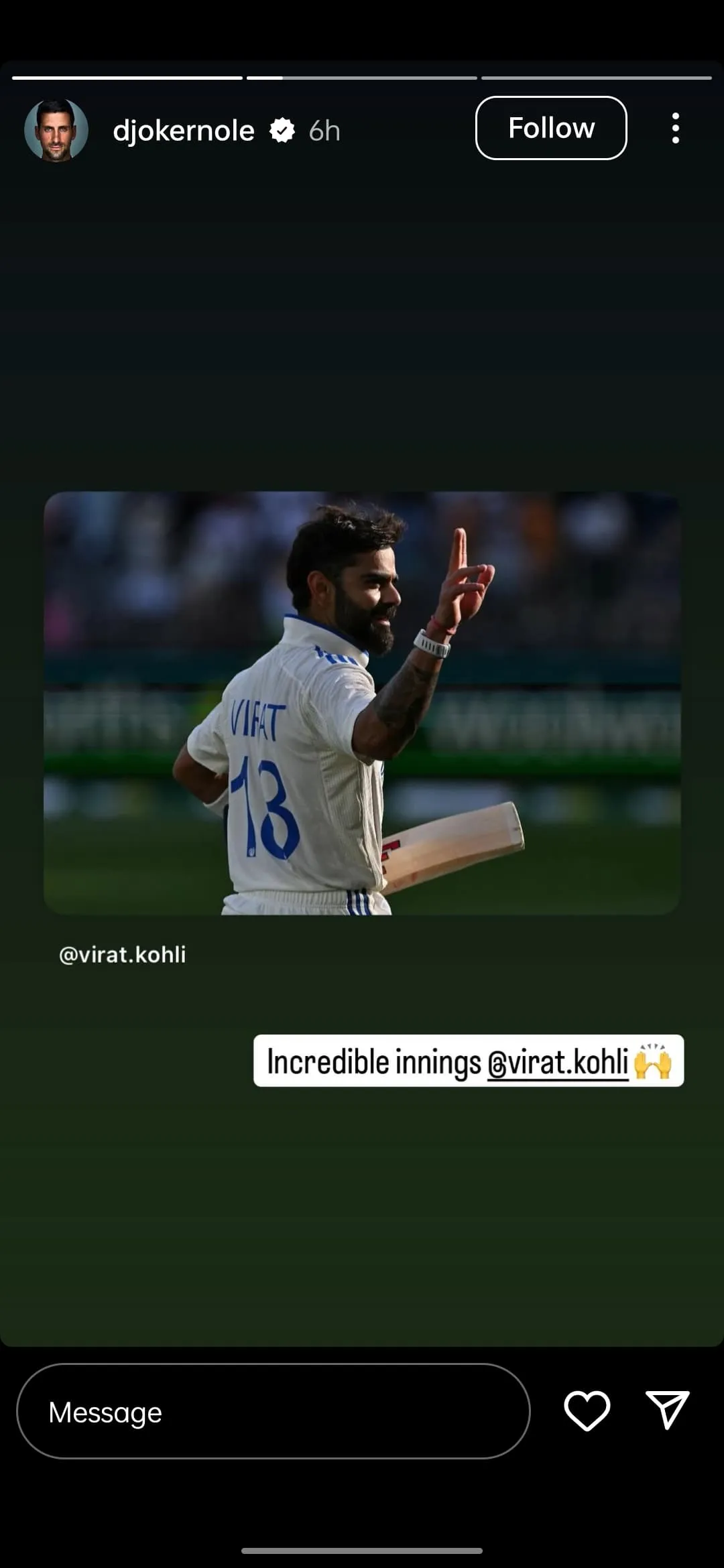 Novak Djokovic's Two-Word reaction on Virat Kohli's Test retirement