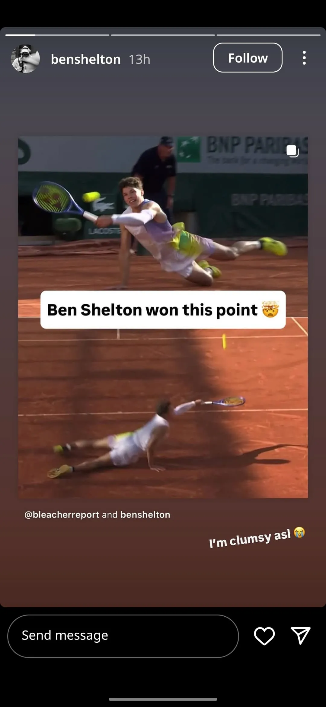 Ben Shelton Pokes Fun at Himself 