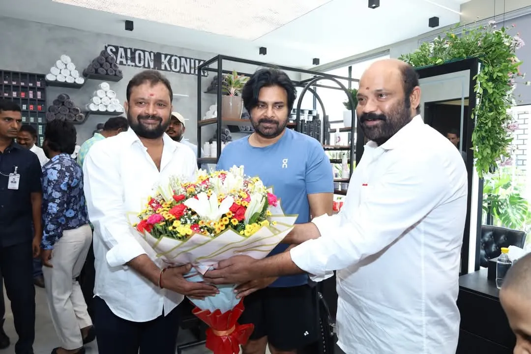Pawan at Vijayawada Salon Koniki 