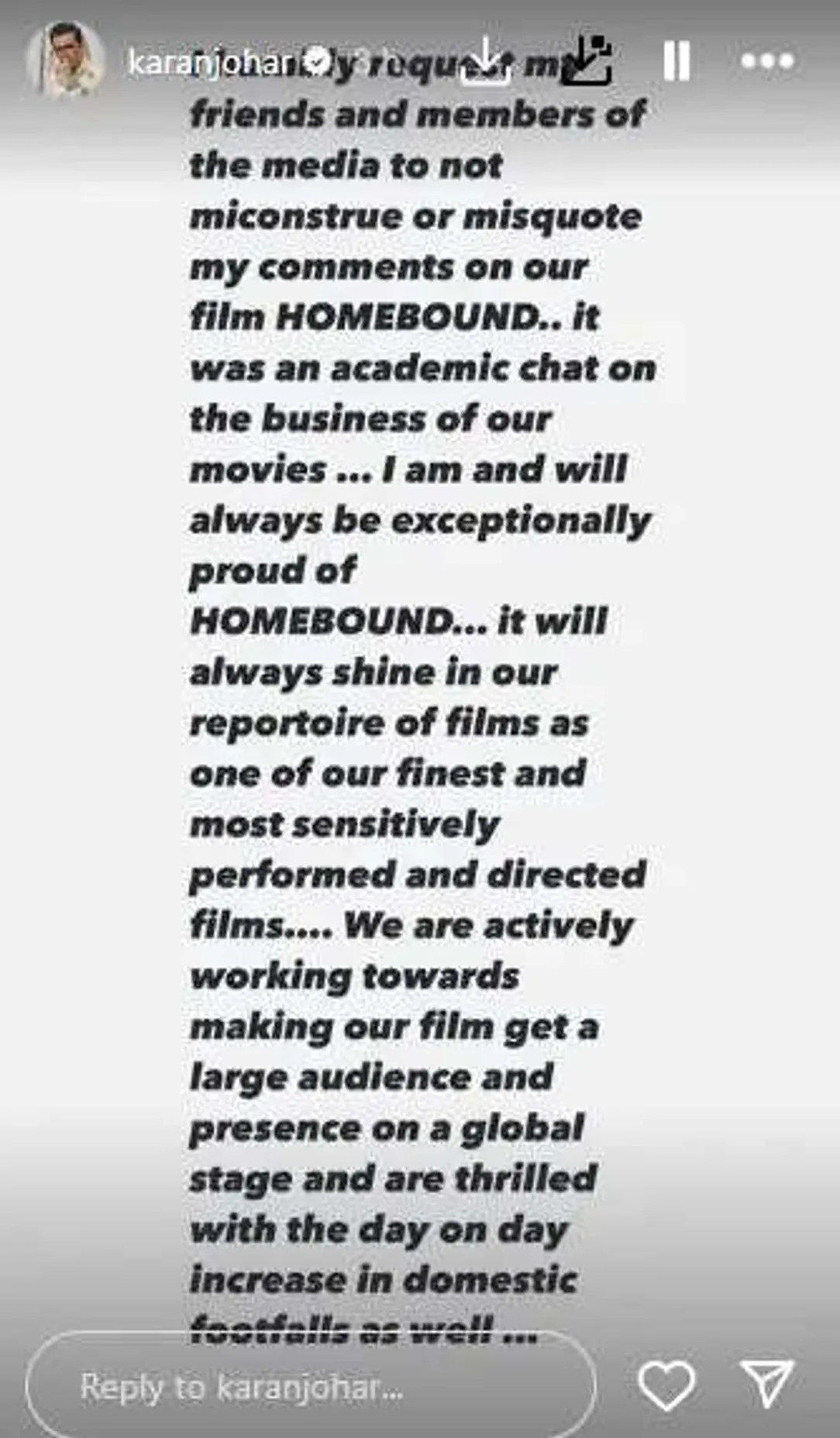 karan johar homebound