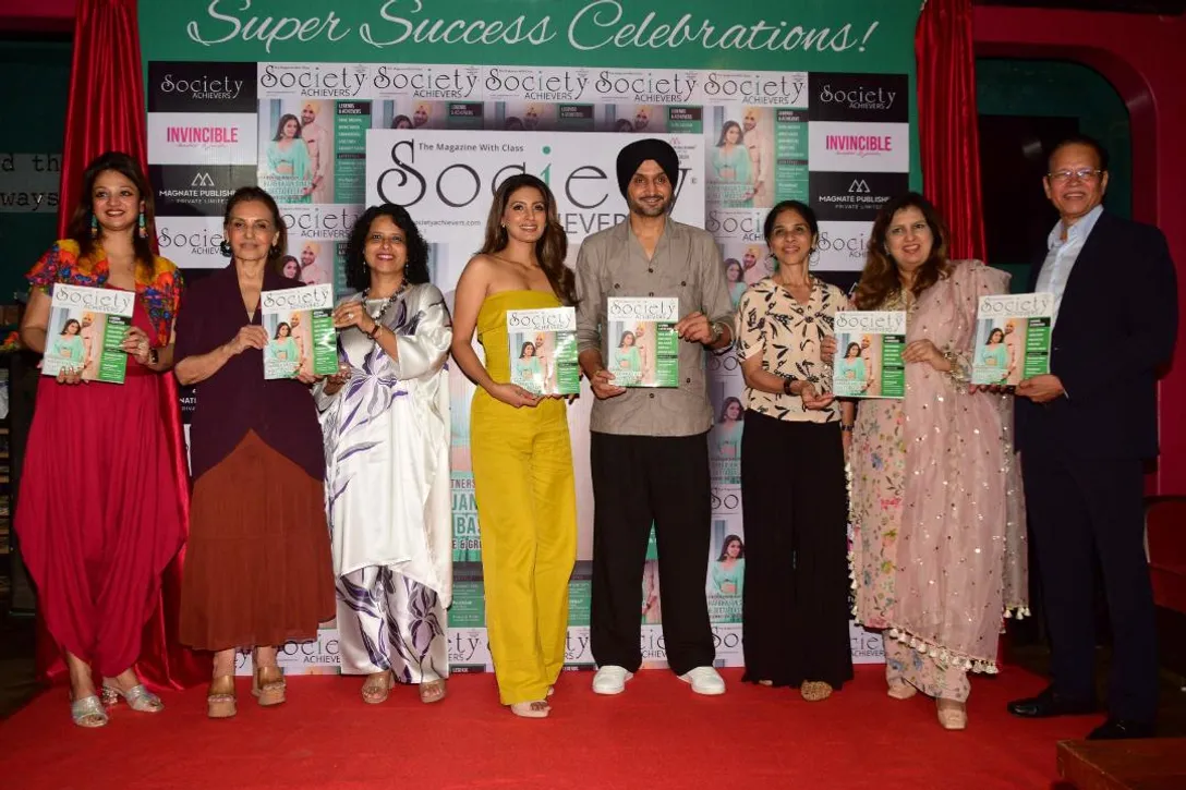 Geeta Basra on Society Achievers Cover with Harbhajan Singh