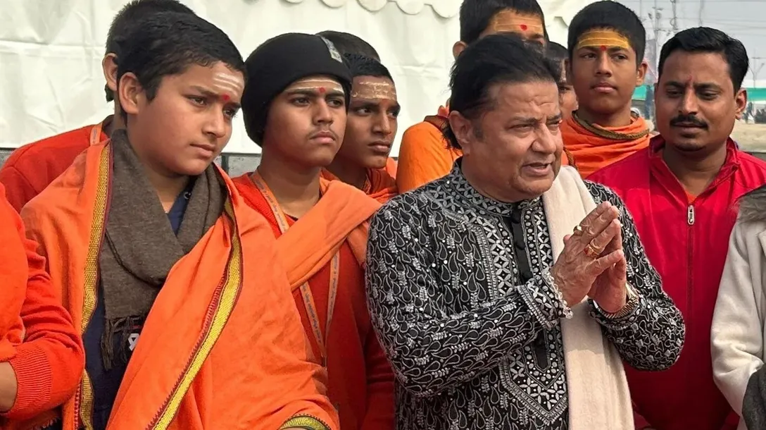 Indian singer and musician Anup Jalota at Mahakumbh