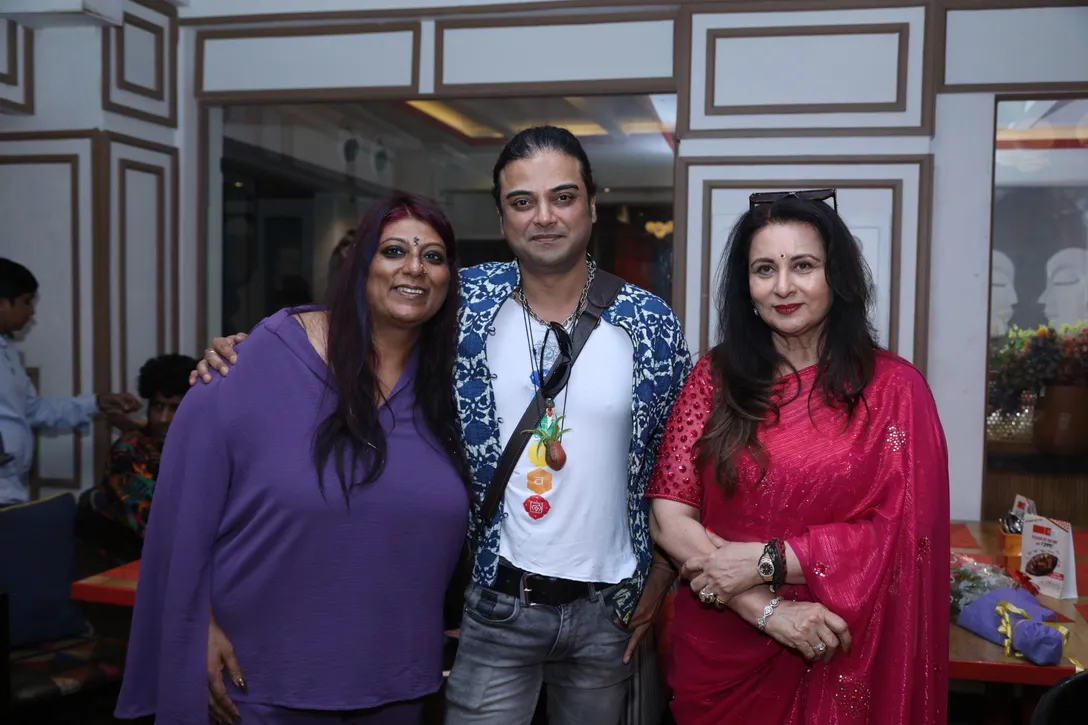 Dr (Hon) Anusha Srinivasan Iyer, Anupam Shobhakar and Poonam Dhillon at the Society Achievers cover unveiling at Red Box Juhu