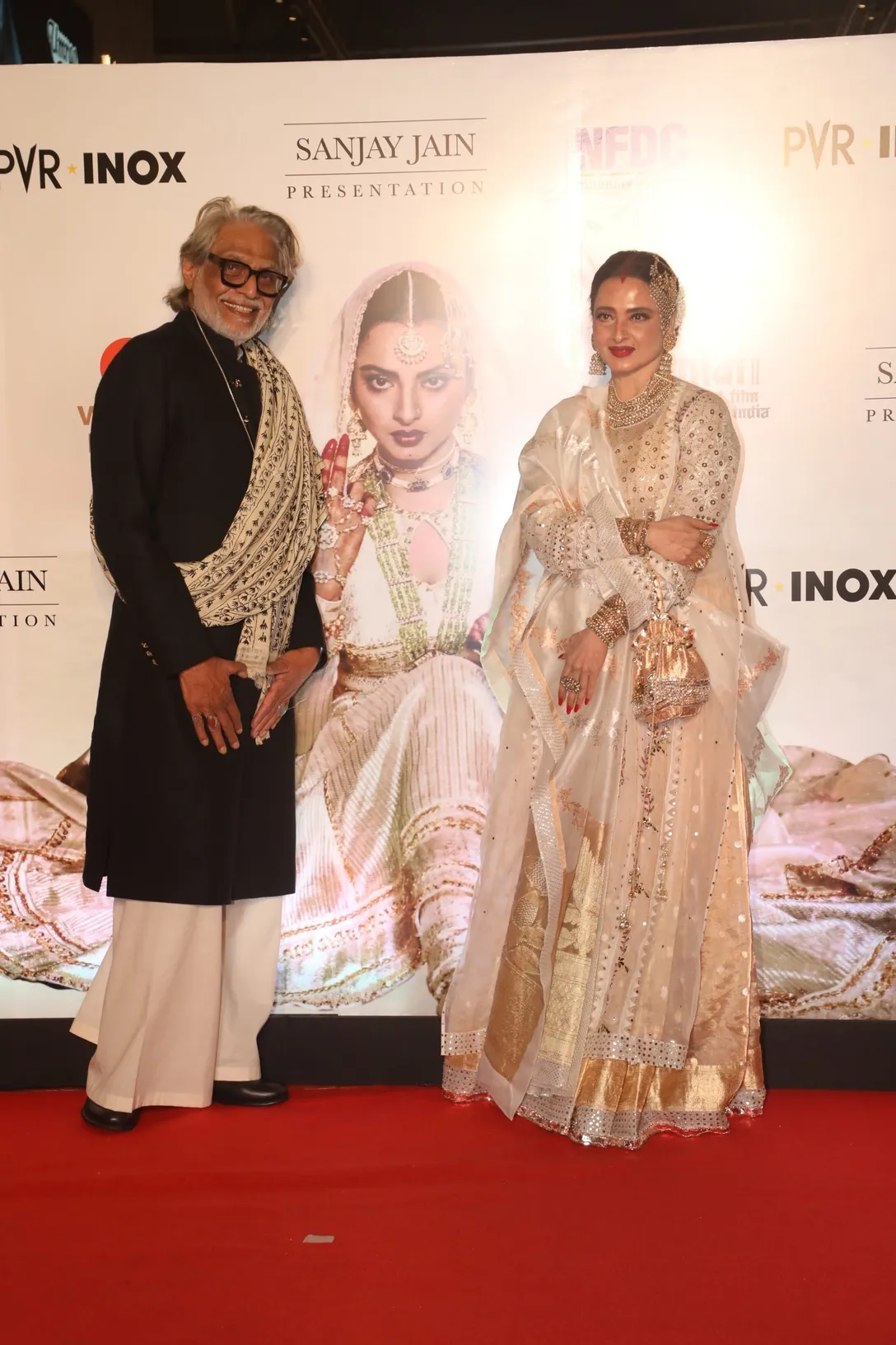 Muzaffar Ali and Rekha at Umrao Jaan event