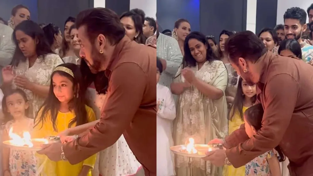 Salman Khan performs Ganpati aarti with niece Ayat, chants 'Bappa Moreya'.  Watch - India Today