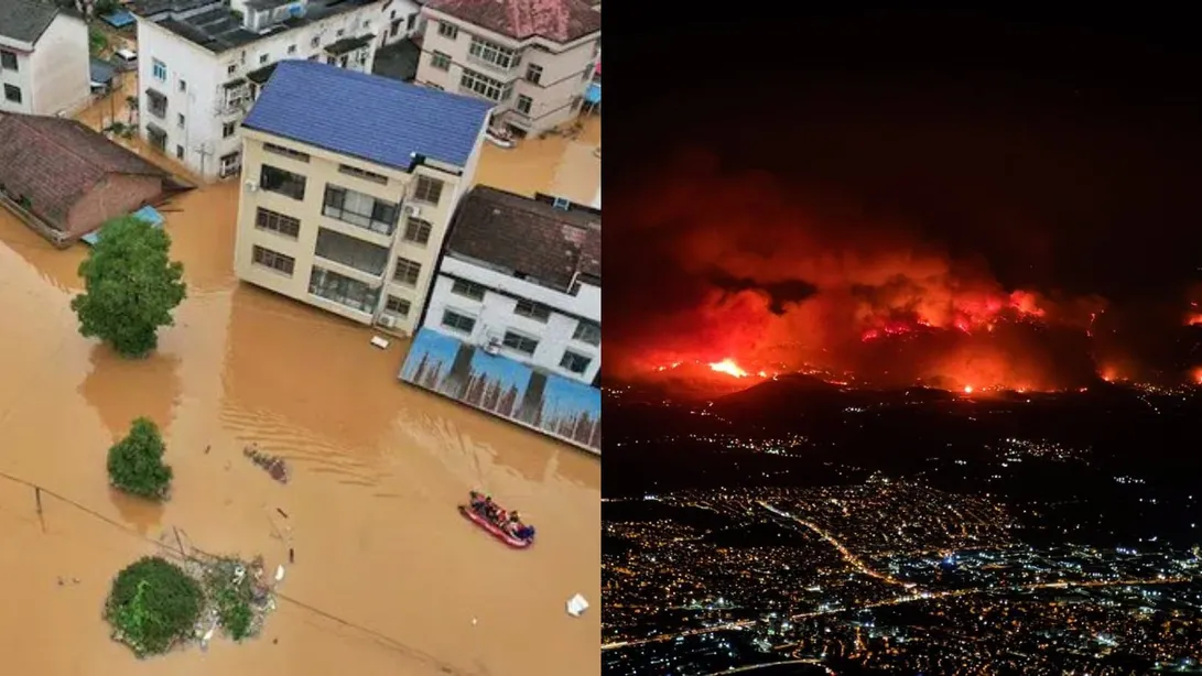 fires in Turkey and floods in China