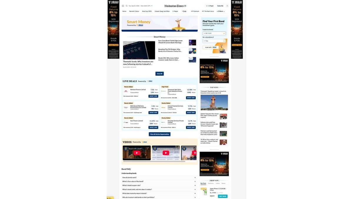 “HindustanTimes.com Joins Forces with Jiraaf to Elevate Conversations Around Bond Investments”