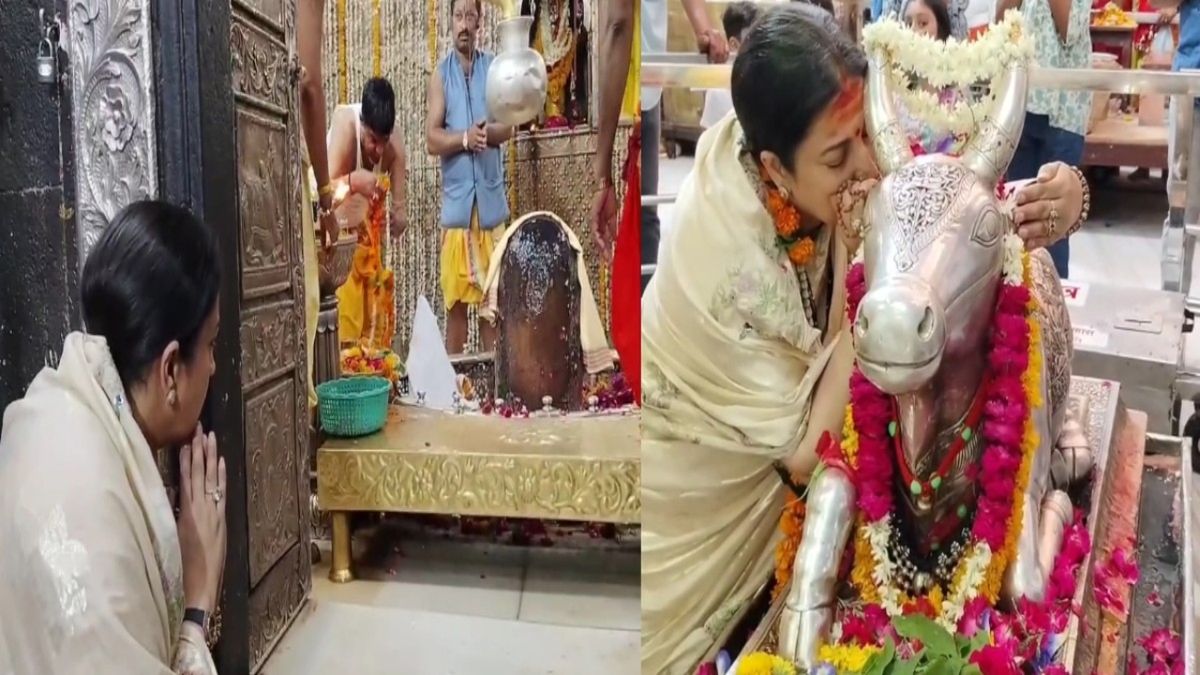 शूटिंग से पहले महाकाल के दरबार पहुंचीं स्मृति ईरानी, बाबा की भक्ति में दिखीं लीन
