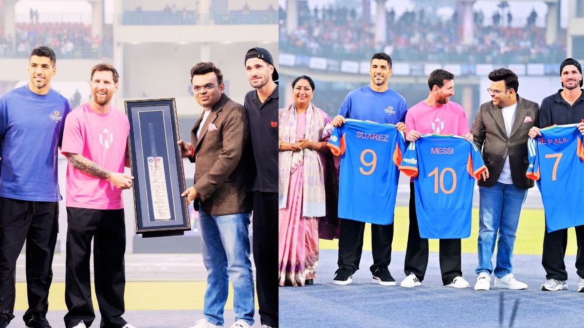 Sport : ICC चेयरमैन जय शाह ने लियोनस मेसी को गिफ्ट की स्पेशल बैट, टी20 वर्ल्ड कप 2026 का टिकट और टीम इंडिया की जर्सी भी दी #INA