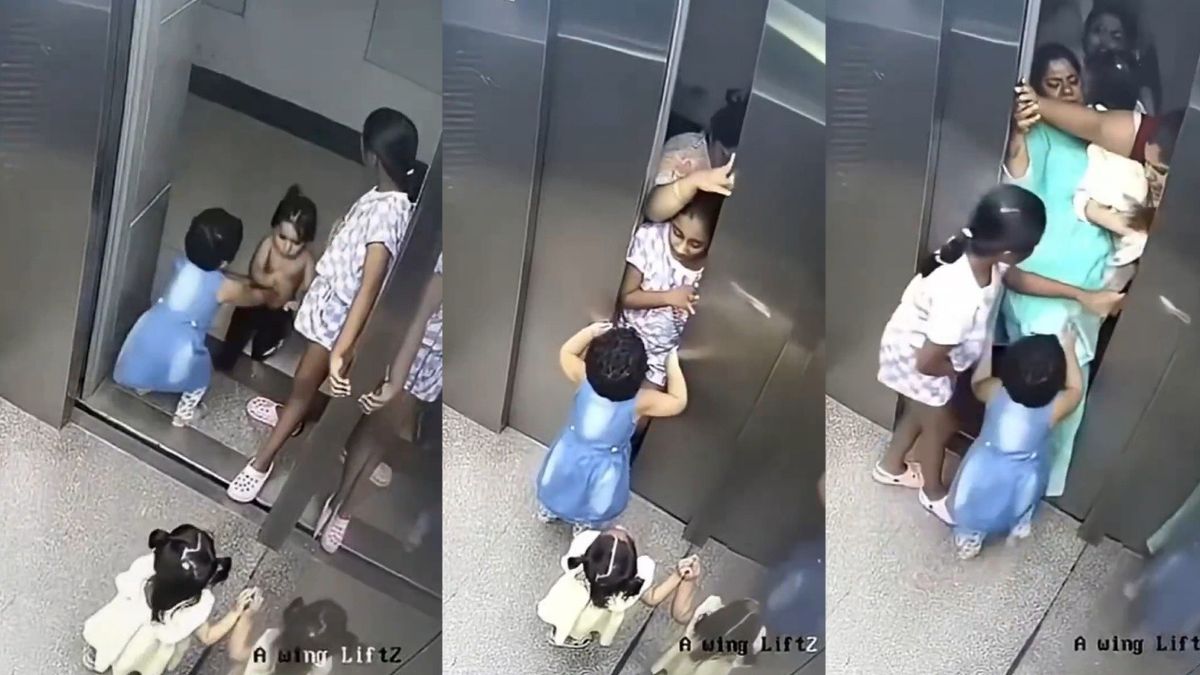 Heroic Act! Brave little girl rescues two kids from closing lift in heart-stopping viral clip, watch