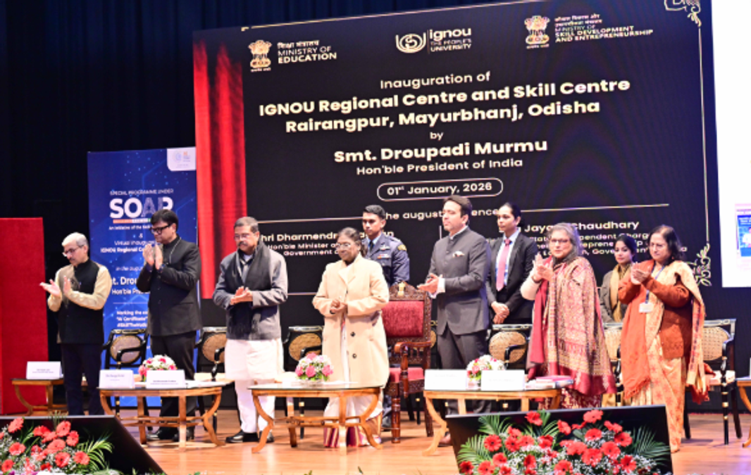 President inaugurates IGNOU regional centre, Skill centre at Odisha’s Rairangpur