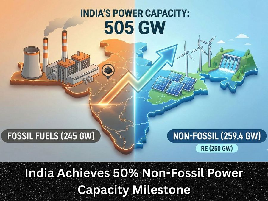 India Achieves 50% Non-Fossil Power Capacity Milestone, Accelerates Drive Toward Net Zero