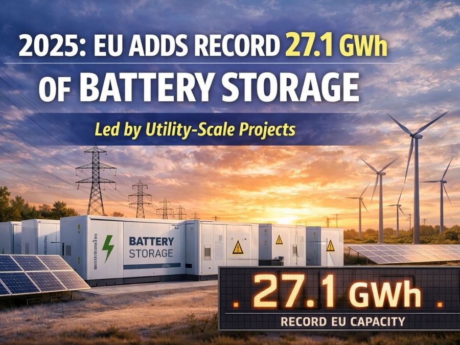 2025: EU Adds Record 27.1 GWh Of Battery Storage, Led by Utility-Scale Projects