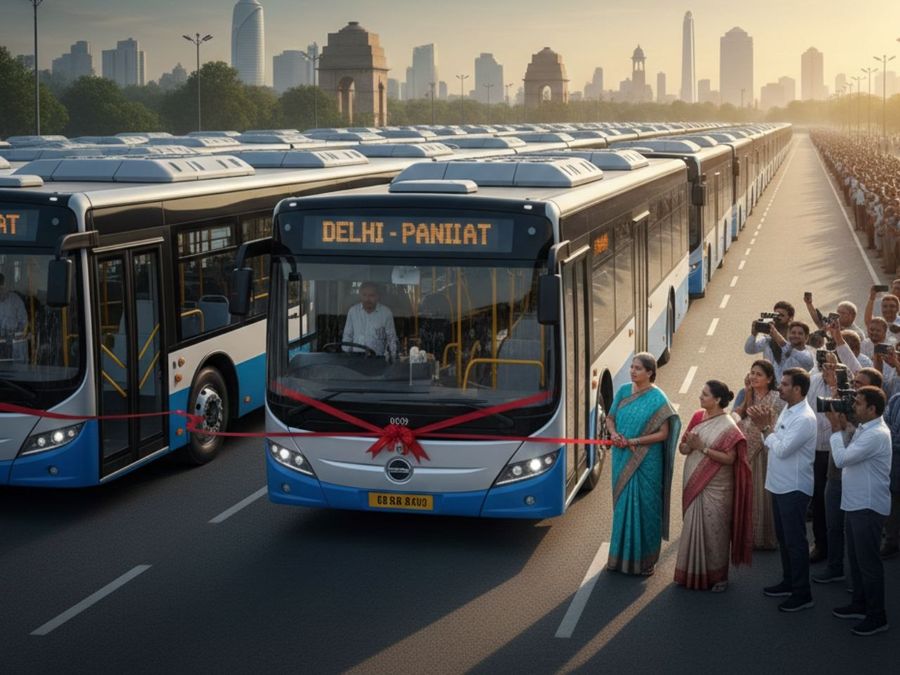 Delhi Flags Off 500 EV Buses, Restarts Delhi–Panipat Service After 18 Years