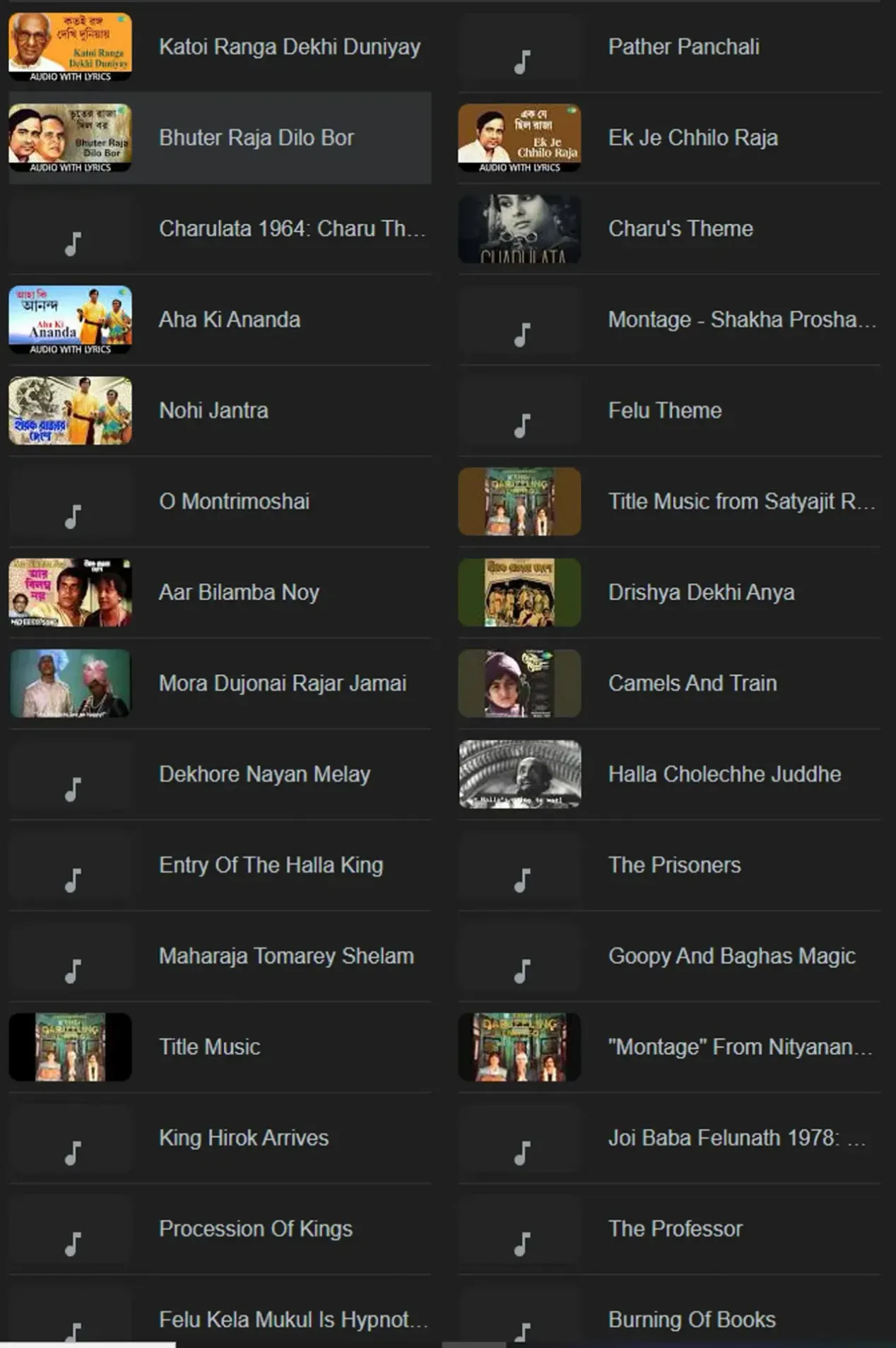Satyajit Ray Songs